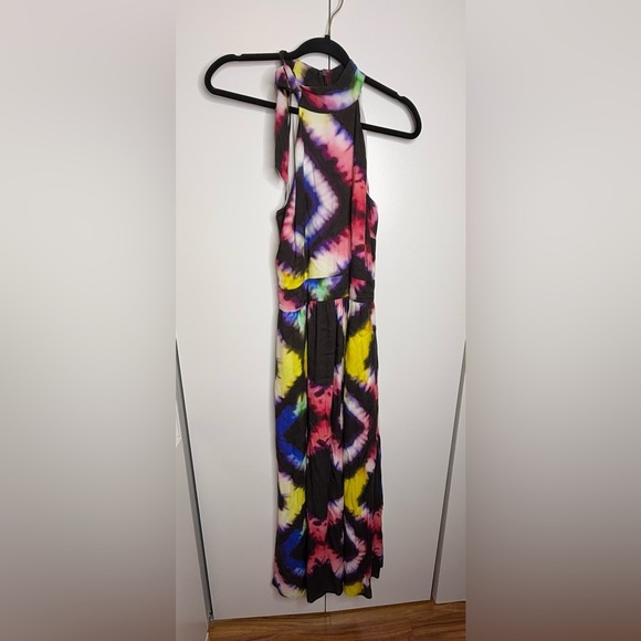 Busayo X RTR - Rainbow Tie Dye Maxi High Neck Dress - Size 0 - Picture 4 of 13